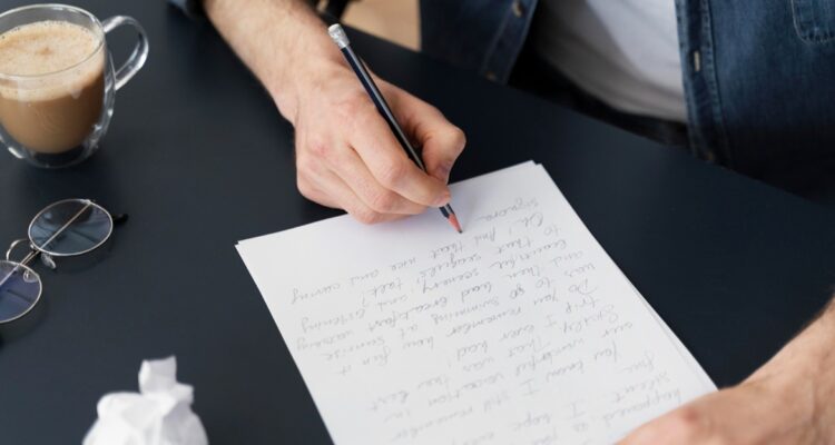 une personne écrivant une lettre de motivation
